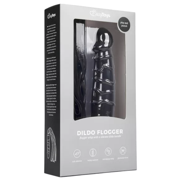Easytoys - Flogger și dildo din silicon 2 în 1 - negru