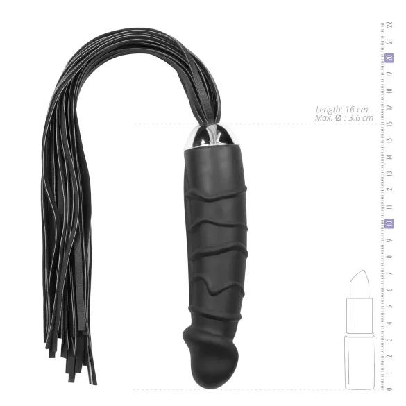 Easytoys - Flogger și dildo din silicon 2 în 1 - negru