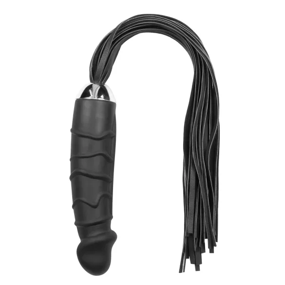 Easytoys - Flogger și dildo din silicon 2 în 1 - negru