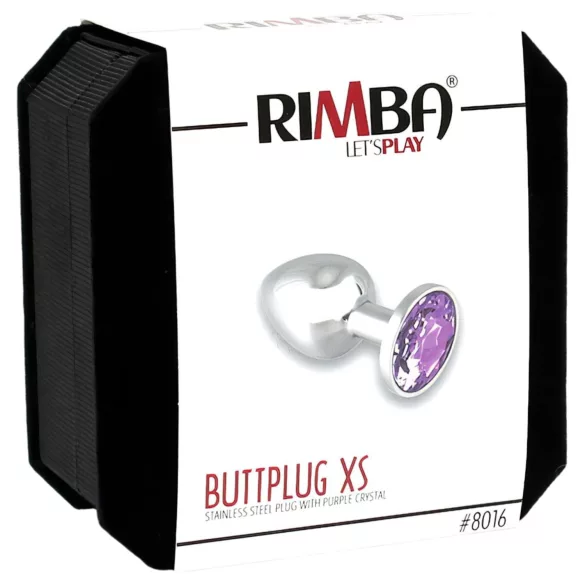 Rimba - butt plug metalic cu piatră mov XS - argintiu