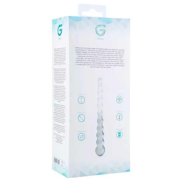 Gildo Glass No. 20 - dildo din sticlă cu textură perlată - transparent