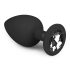 Easytoys Diamond - plug anal mare negru cu pietre albe