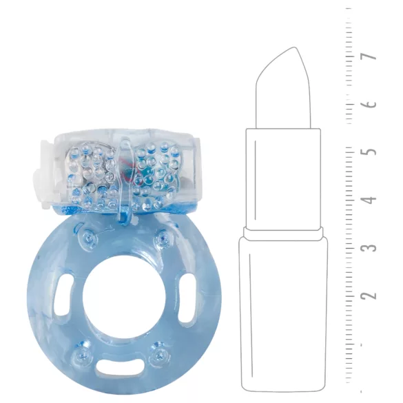 Easytoys - inel pentru penis cu vibrații unice - silicon albastru