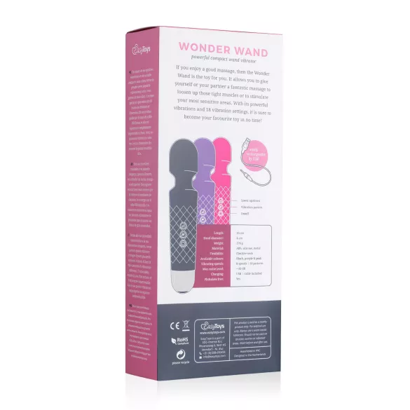 EasyToys - mini wand vibrator reîncărcabil - negru