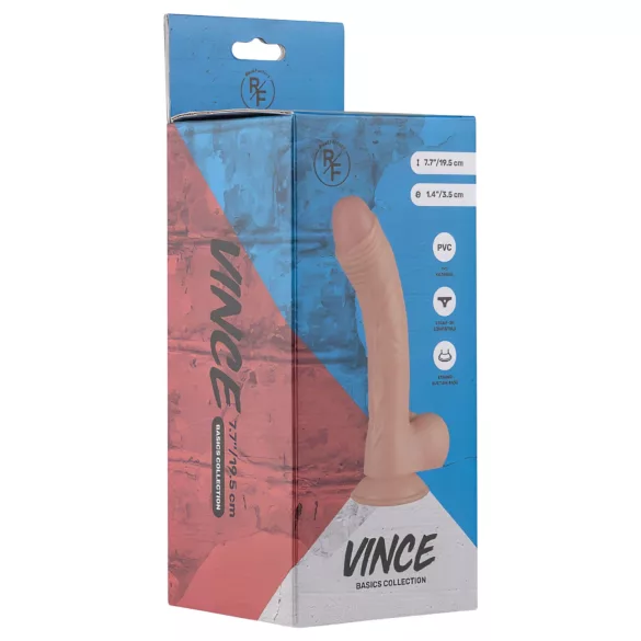 Real Fantasy Vince - dildo realist cu testicule și prepuț - 19,5cm natur