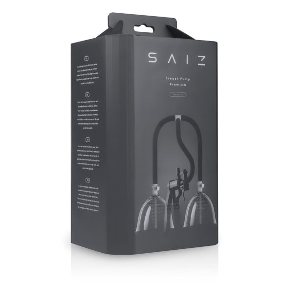 Saiz Premium - pompa dublă pentru sâni - mică (transparent-negru)