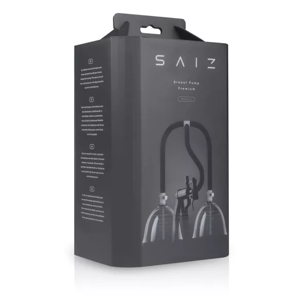 Saiz Premium - pompă dublă pentru sâni - mică - transparent/negru