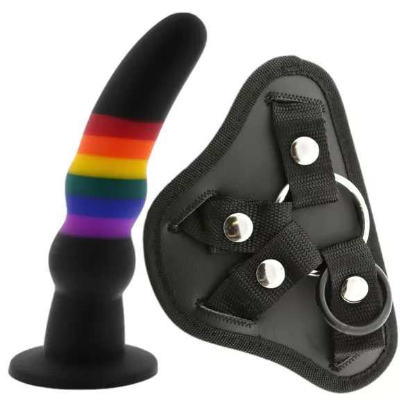 Colorful Love - dildo cu ham - colorat - silicon