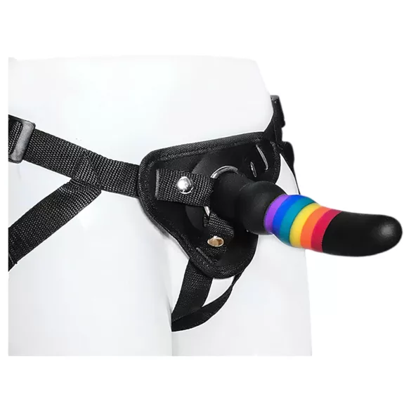 Colorful Love - dildo cu ham - colorat - silicon