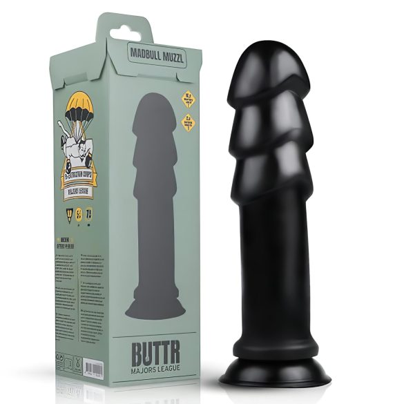 Dildou ventuză Madbull Muzzl BUTTR - negru, pentru plăceri intense!