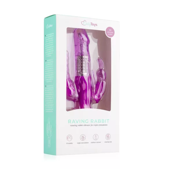 Easytoys Raving Rabbit - vibrator cu 3 brațe (roz)