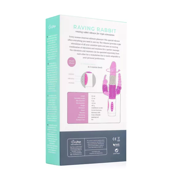 Easytoys Raving Rabbit - vibrator cu 3 brațe (roz)