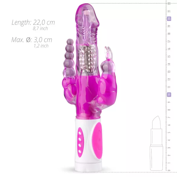 Easytoys Raving Rabbit - vibrator cu 3 brațe (roz)