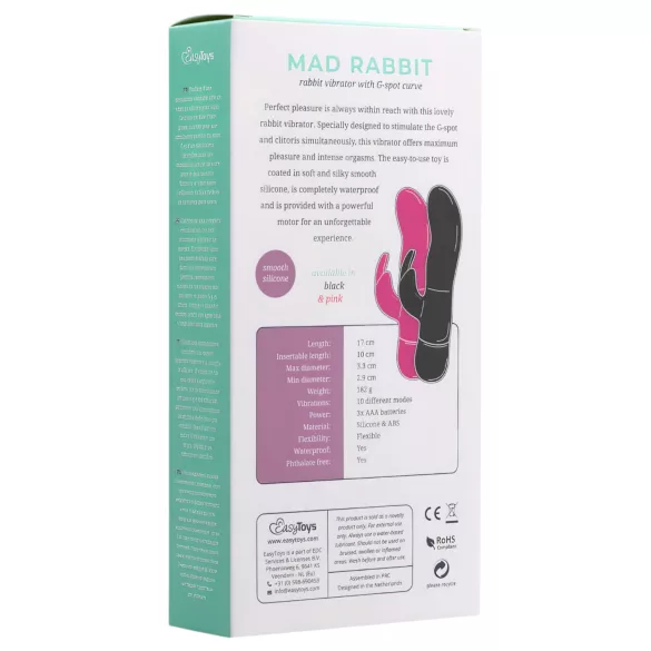 Easytoys Mad Rabbit - vibrator cu braț pentru clitoris tip iepuraș - roz