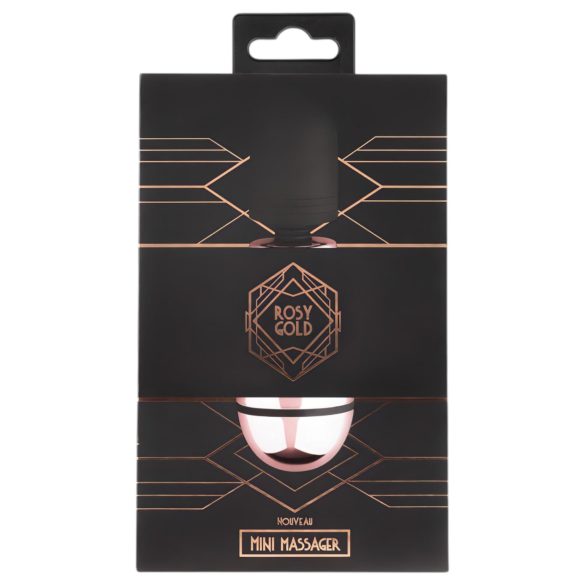 Rosy Gold - mini wand vibrator - reîncărcabil, masaj, rosegold