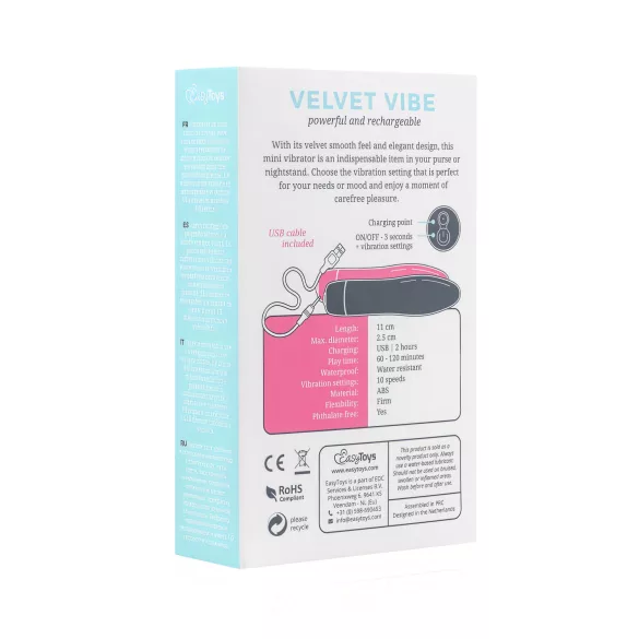 Easytoys - Vibrator tip ruj reîncărcabil - catifea neagră
