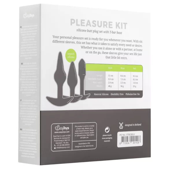 EasyToys Pleasure kit - set variat de dopuri anale (negru)
