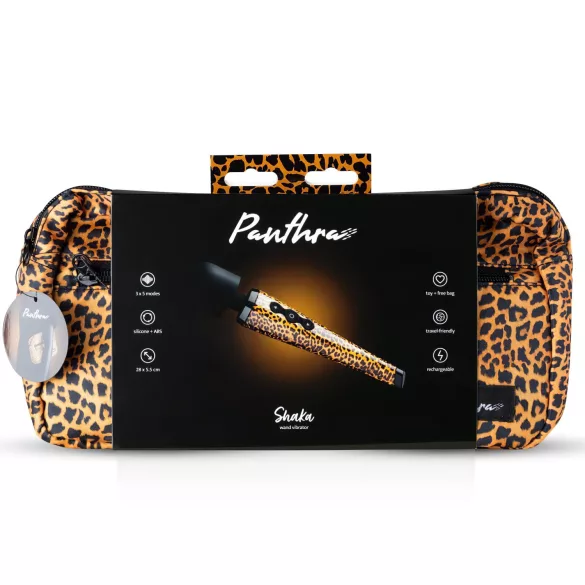 Panthra Shaka Wand - vibrator masaj reîncărcabil - design leopard negru