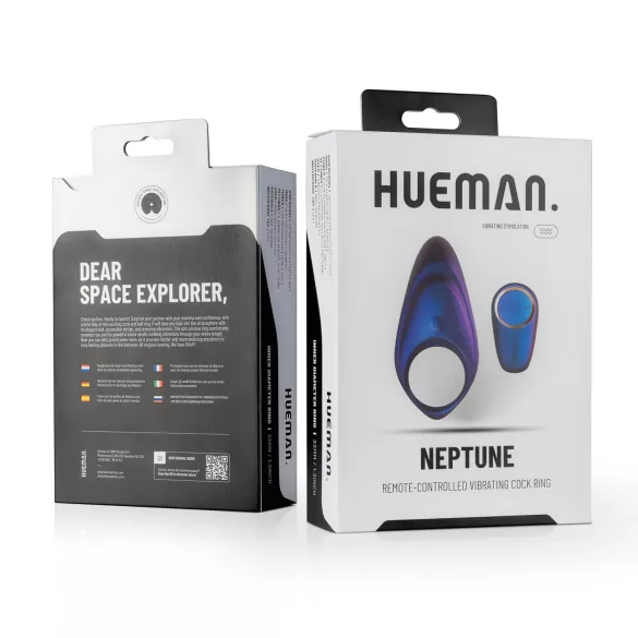 Hueman Neptune - inel pentru penis vibrator rezistent la apă - mov