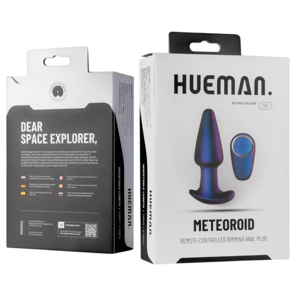 Hueman Meteoroid - vibrator anal rotativ cu bile, telecomandă - mov