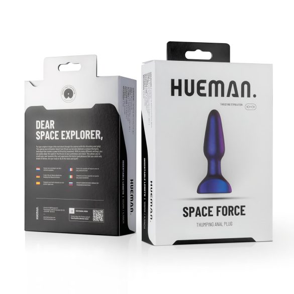 Hueman Space Force - vibrator anal lila, impermeabil și cu mișcare de împingere