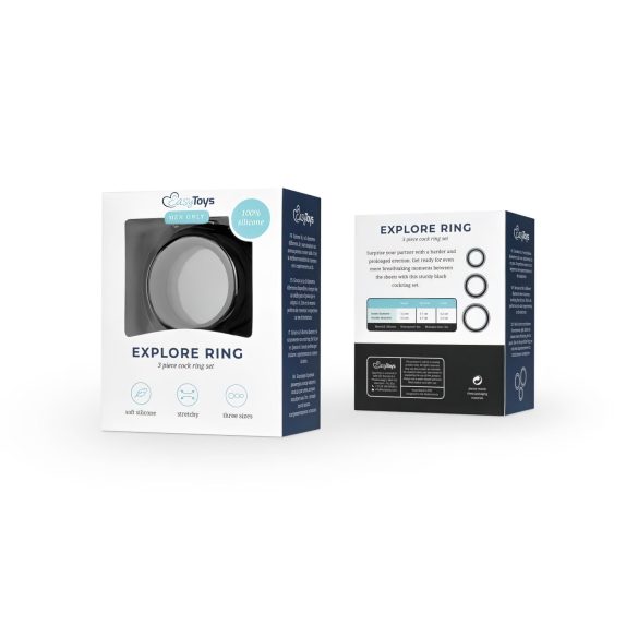 Easytoys - Set inele pentru penis - 3 bucăți - silicon negru
