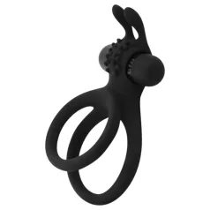   Easytoys - inel pentru penis și testicule cu vibrații - silicon negru