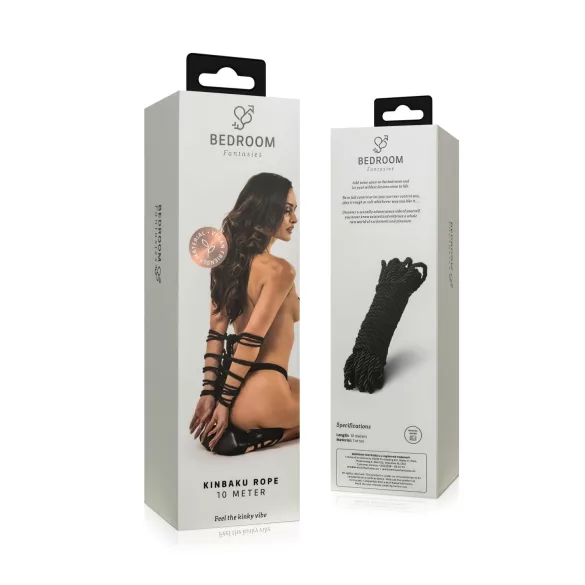 Bedroom Fantasies - frânghie pentru shibari kinbaku bondage (10 m, negru)