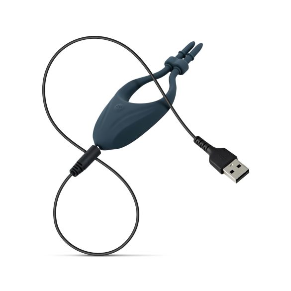 Boners - inel pentru penis cu vibrații reglabil - silicon albastru