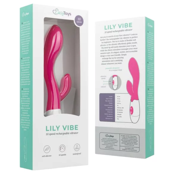 Easytoys - Vibrator rabbit cu braț pentru clitoris, reîncărcabil - roz