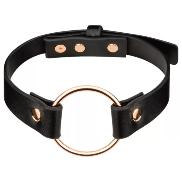 Rosy Gold - choker sexy - piele ecologică neagră-auriu roz