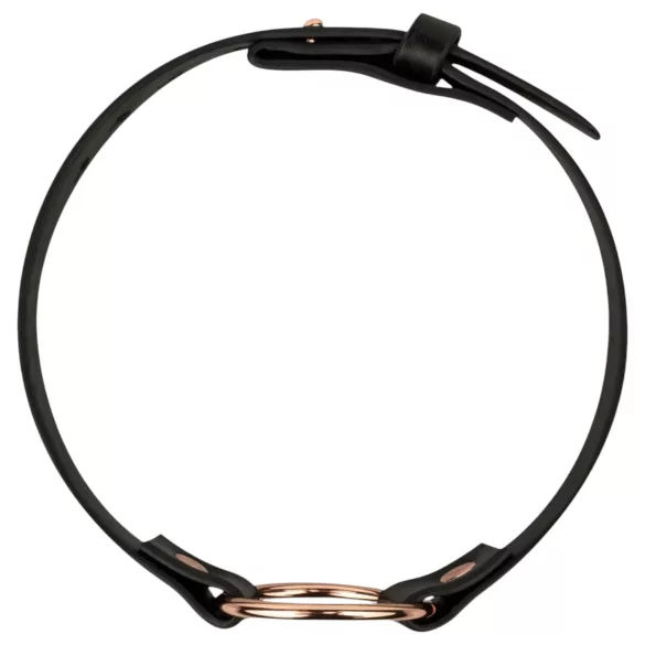 Rosy Gold - choker sexy - piele ecologică neagră-auriu roz