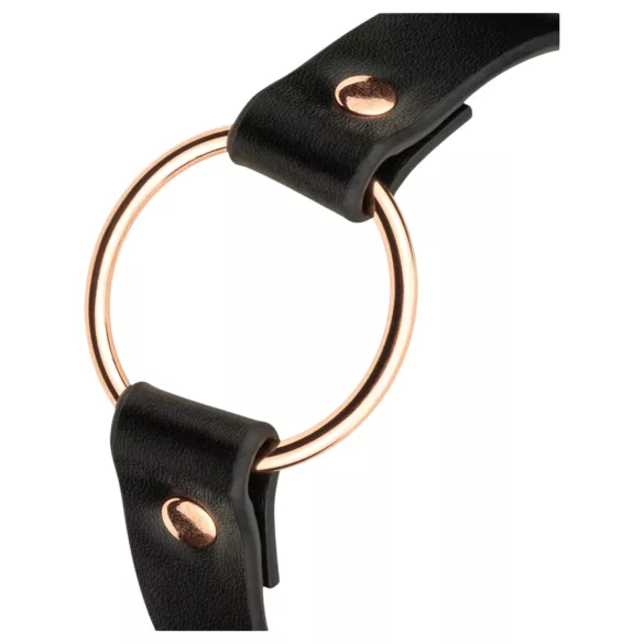 Rosy Gold - choker sexy - piele ecologică neagră-auriu roz