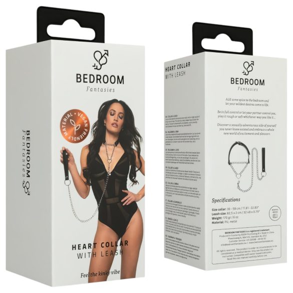 Bedroom Fantasies - zgardă cu lesă - piele ecologică neagră