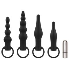   Easytoys - Set vibrator anal reîncărcabil - 4 piese (negru)