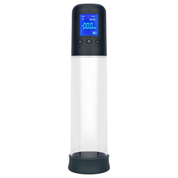 Boners - pompă automată cu LCD pentru penis (transparent-negru)