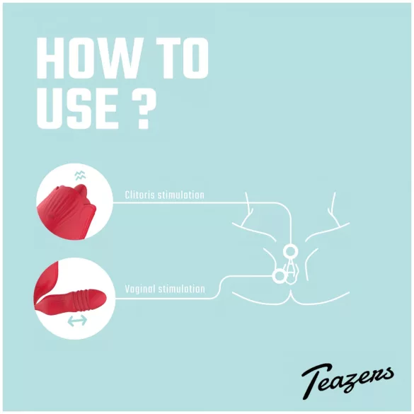 Teazers Rose - vibrator de împingere cu stimulare clitoridiană cu limbă (roșu)