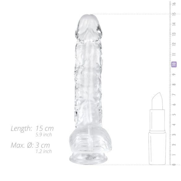 EasyToys - dildo cu testicule - 13,5 cm - transparent