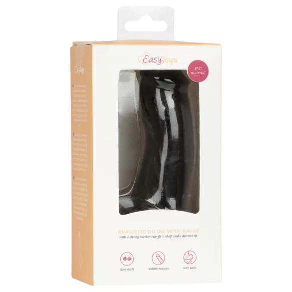 Easytoys - dildo realist cu testicule - 12 cm - negru