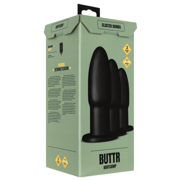 BUTTR - set bile anale - set pentru antrenament anal - silicon negru