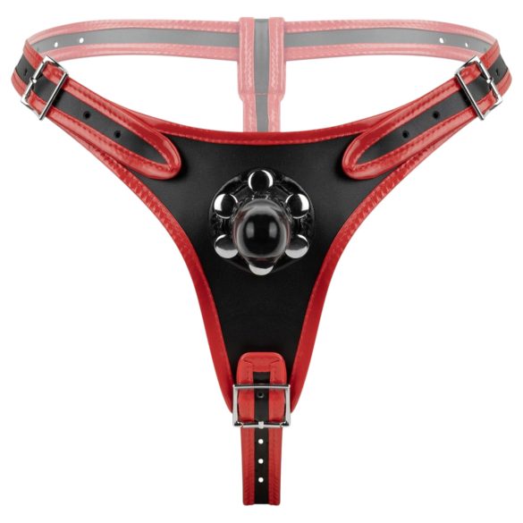 Easytoys - chiloț cu dildo triplu atasabil (negru)