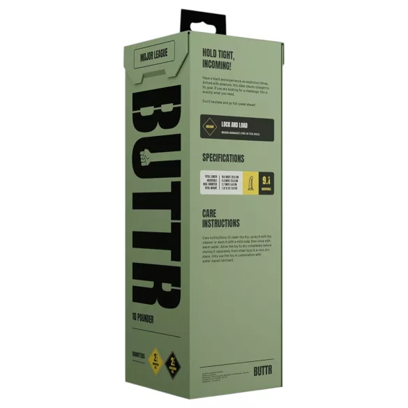 BUTTR Double Ribbed - dop anal cu striații mari (negru) - 26 cm
