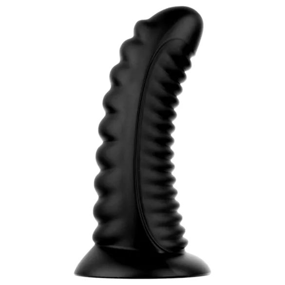 BUTTR Double Ribbed - dop anal cu striații mari (negru) - 26 cm