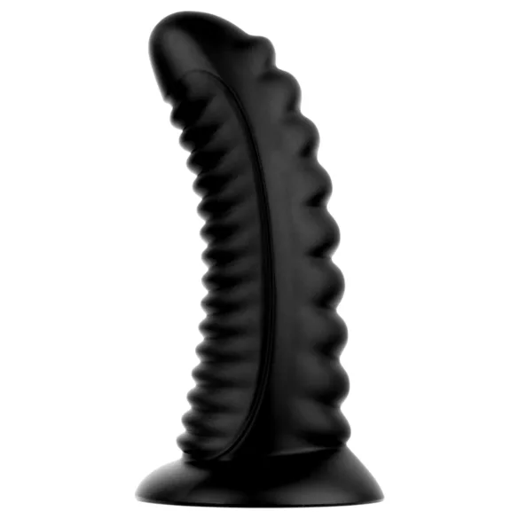 BUTTR Double Ribbed - dop anal cu striații mari (negru) - 26 cm