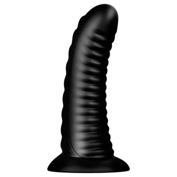 BUTTR Double Ribbed - dop anal cu striații mari (negru) - 26 cm