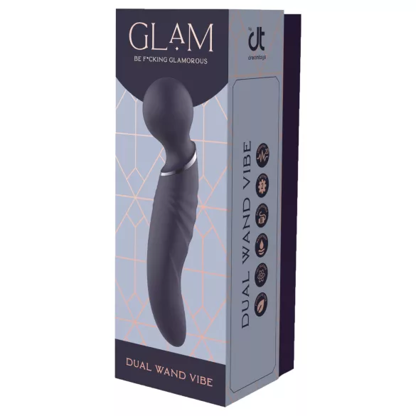 Glam - vibrator wand cu două capete (gri închis)