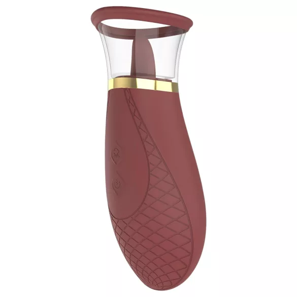 Dreamtoys Roxy - vibrator cu funcție de sucțiune și lins - bordó