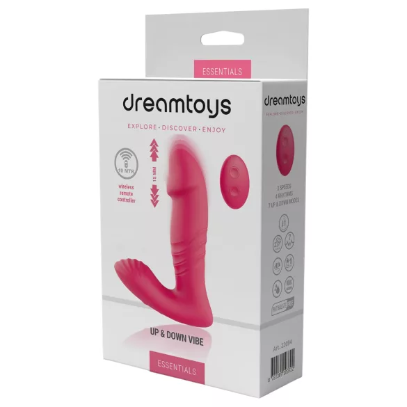 Dreamtoys - vibrator purtabil cu telecomandă - funcție de împingere - roz