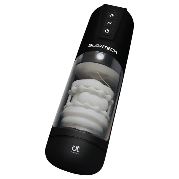 Dreamtoys Blowtech - masturbator negru cu vibrații și mișcare verticală