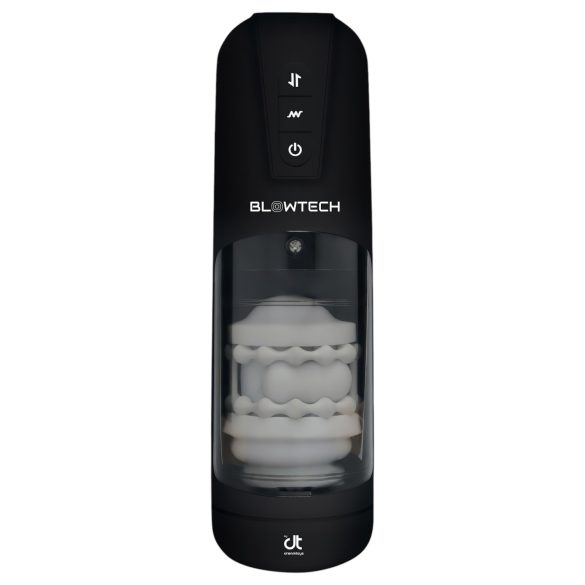 Dreamtoys Blowtech - masturbator negru cu vibrații și mișcare verticală